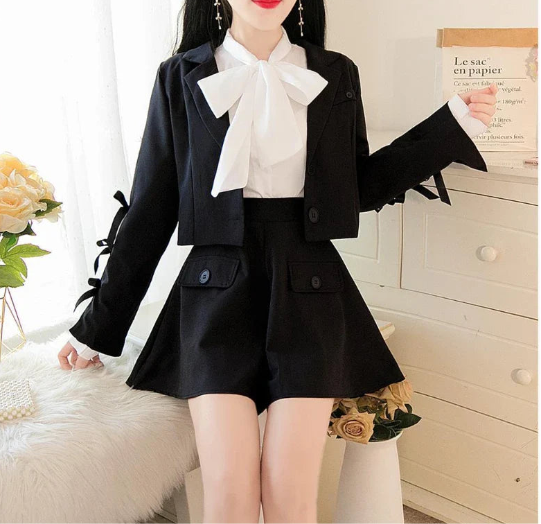 2023 Herbst neuer koreanischer Stil kleiner Dufttrend Mode Dame kleiner Anzug kleine Anzugjacke + kurzer Rock dreiteiliges Damen